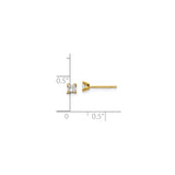 14k Yellow Gold Stud Earrings with Princess Cut Diamond, Four Prong Solitaire Design