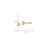 14k Yellow Gold Stud Earrings with Princess Cut Diamond, Four Prong Screw Back Design