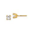 14k Yellow Gold Stud Earrings with Diamond, Princess Cut, Four Prong Solitaire Design