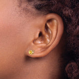 14k Yellow Gold Citrine Stud Earrings, Round Open Bezel, Minimalist Design for Women