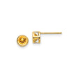 14k Yellow Gold Citrine Stud Earrings, Round Open Bezel, Minimalist Design for Women