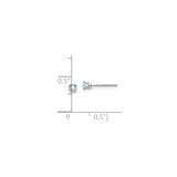 14k White Gold Stud Earrings with Round Aquamarine, Four Prong Setting