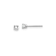 14k White Gold Stud Earrings with Round White Topaz in Classic Four Prong Solitaire Setting
