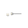 14k White Gold Stud Earrings with White Opal in Four Prong Setting, Minimalist Design