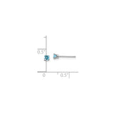 14k White Gold Stud Earrings with Swiss Blue Topaz, Minimalist Four Prong Design