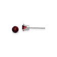 14k White Gold Stud Earrings with Round Garnet in Four Prong Minimalist Design