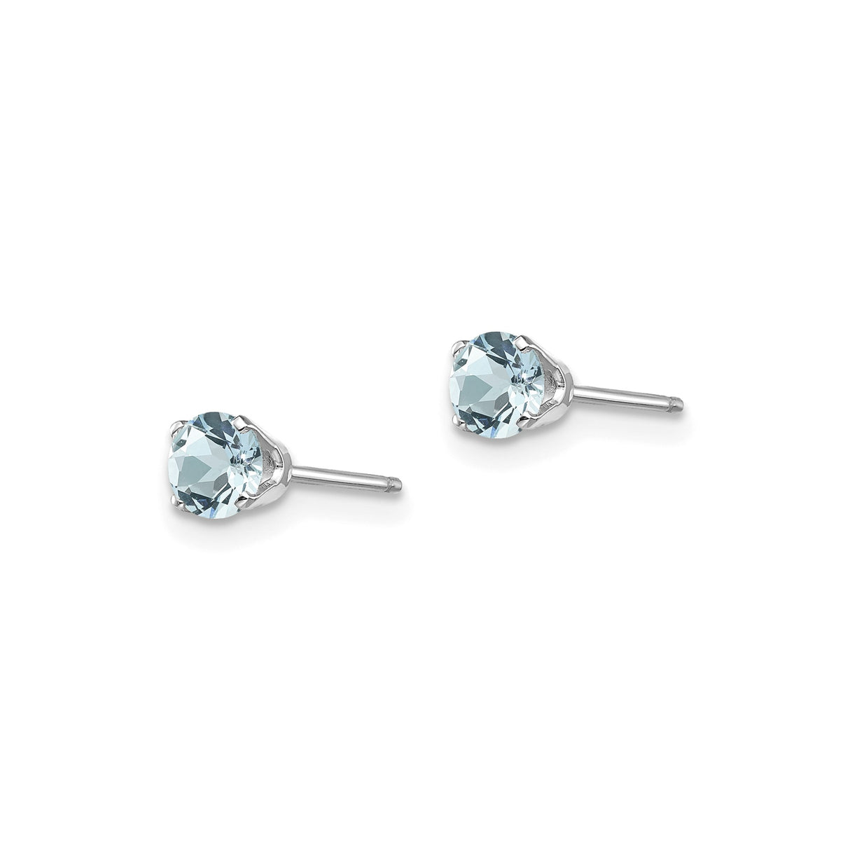 14k White Gold Stud Earrings with Aquamarine, Minimalist Style