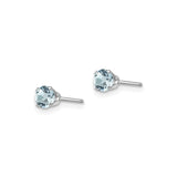 14k White Gold Stud Earrings with Aquamarine, Minimalist Style