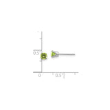 14k White Gold Peridot Stud Earrings, Round Cut August Birthstone, Minimalist Classic Design
