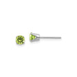 14k White Gold Peridot Stud Earrings, Round Cut August Birthstone, Minimalist Classic Design
