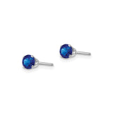 14k White Gold Stud Earrings with Round Cut Sapphire, Classic Prong Setting for Women