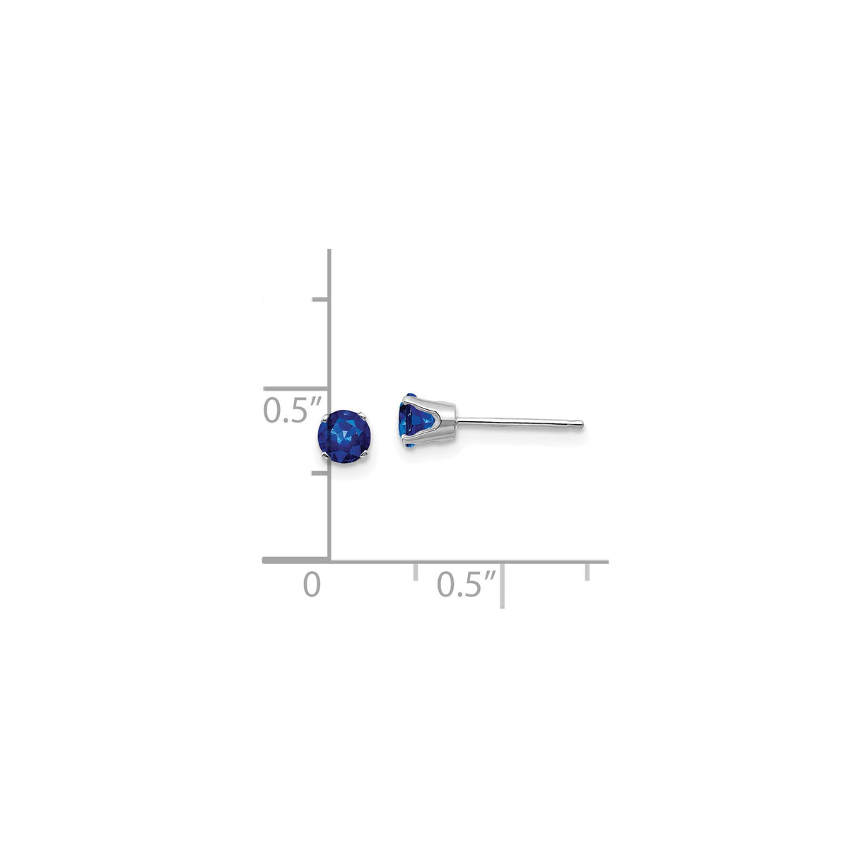 14k White Gold Stud Earrings with Round Cut Sapphire, Classic Prong Setting for Women