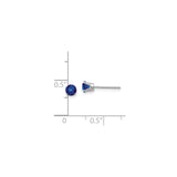 14k White Gold Stud Earrings with Round Cut Sapphire, Classic Prong Setting for Women