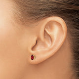 14k Yellow Gold Garnet Stud Earrings, Oval Four-Prong Setting, January Birthstone Jewelry