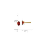 14k Yellow Gold Garnet Stud Earrings, Oval Four-Prong Setting, January Birthstone Jewelry