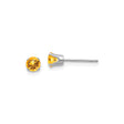 14k White Gold Citrine Stud Earrings, Round Cut November Birthstone Jewelry for Women