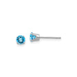14k White Gold Stud Earrings with Swiss Blue Topaz, Round Cut, Four Prong Setting
