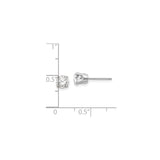 14k White Gold Stud Earrings with Round White Topaz in Four Prong Setting