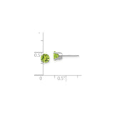 14k White Gold Stud Earrings with Round Peridot in Classic Four-Prong Setting