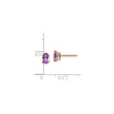14k Yellow Gold Stud Earrings with Oval Cut Amethyst in Four-Prong Setting