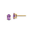 14k Yellow Gold Stud Earrings with Oval Cut Amethyst in Four-Prong Setting