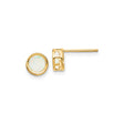 14k Yellow Gold Opal Stud Earrings, Round Bezel Setting, Minimalist Modern Design