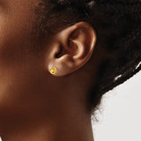 14k Yellow Gold Stud Earrings with Round Citrine, Bezel Set Minimalist November Birthstone Jewelry
