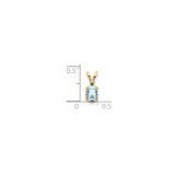 14k Yellow Gold Pendant with Oval Aquamarine and Diamond Accent, March Birthstone Jewelry for Women