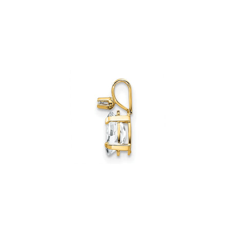 14k Yellow Gold Pendant with Oval White Topaz and Diamond Accent, Solitaire Style