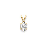 14k Yellow Gold Pendant with Oval White Topaz and Diamond Accent, Solitaire Style