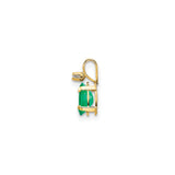 14k Yellow Gold Pendant with Oval Green Emerald and Diamond Accent