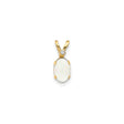 14k Yellow Gold Pendant with Oval White Opal and Diamond Accent, October Birthstone Charm