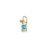 14k Yellow Gold Pendant with Swiss Blue Topaz and Diamond Accent, Oval Cut December Birthstone