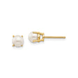 14k Yellow Gold Pearl Stud Earrings with White Cultured Round Pearls in Prong Setting