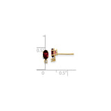 14k Yellow Gold Stud Earrings with Garnet and Diamond Accents, Classic Design for Women