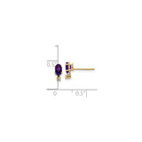 14k Yellow Gold Stud Earrings with Oval Amethyst and Diamond Accents