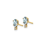 14k Yellow Gold Stud Earrings with Oval Aquamarine and Diamond Accents