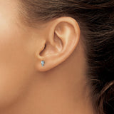 14k White Gold Aquamarine and Diamond Stud Earrings, Oval Light Blue Gemstone, Classic Style