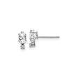 14k White Gold Stud Earrings with Oval Cut White Topaz and Diamond Accents