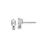 14k White Gold Stud Earrings with Oval Cut White Topaz and Diamond Accents