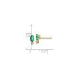 14k Yellow Gold Emerald Stud Earrings with Diamond Accents, Classic Luxury Design