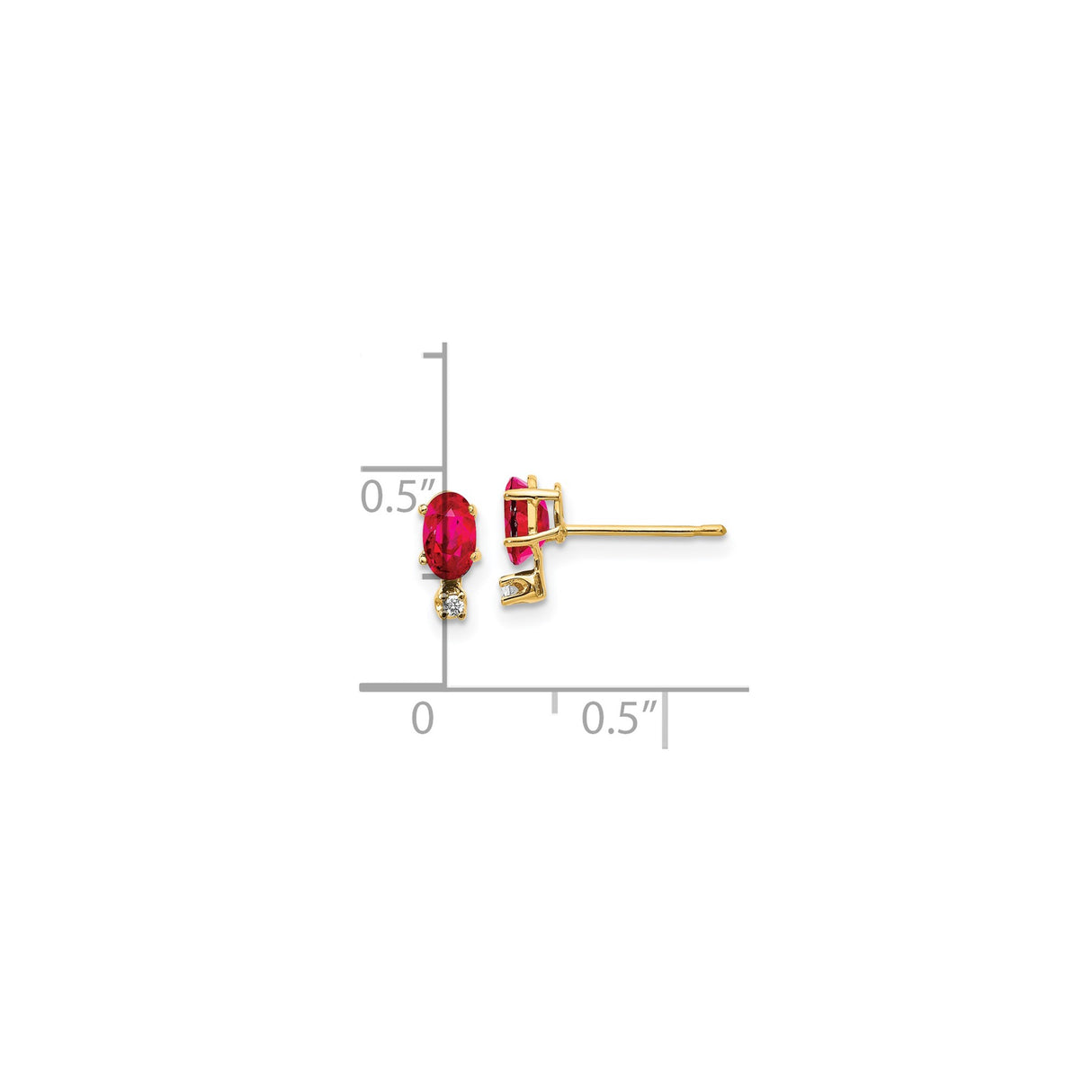 14k Yellow Gold Stud Earrings with Oval Ruby and Diamond Accents, Classic Fine Jewelry for Women