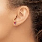 14k White Gold Ruby Stud Earrings with Diamond Accents, Classic Birthstone Jewelry for Women