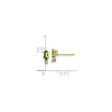14k Yellow Gold Stud Earrings with Faceted Oval Peridot and Diamond Accents
