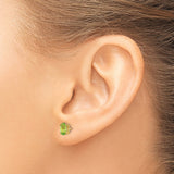 14k Yellow Gold Peridot Stud Earrings, Oval Cut Four Prong Minimalist Design for Women