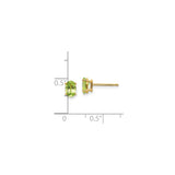 14k Yellow Gold Peridot Stud Earrings, Oval Cut Four Prong Minimalist Design for Women