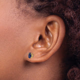 14k Yellow Gold Stud Earrings with Oval Cut Sapphire Look Gemstones for Women