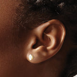 14k Yellow Gold Stud Earrings with Oval Opal, Four Prong Setting, Lightweight Design for Women