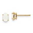 14k Yellow Gold Stud Earrings with Oval Opal, Four Prong Setting, Lightweight Design for Women