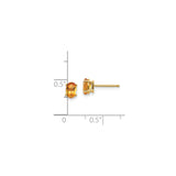 14k Yellow Gold Citrine Stud Earrings, Oval Prong Set Natural Gemstone, Classic November Birthstone